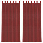 vidaXL voálové závesy s vreckami na prúty, 2 ks, vínovo červené – Obrázok 2