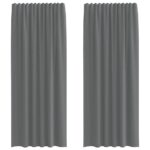 vidaXL voálové závesy s pútkami, 2 ks, tmavosivé, 140x245 cm – Obrázok 2