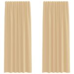 vidaXL Voálové závesy so slučkami 2 ks Piesok 140x245 cm – Obrázok 2