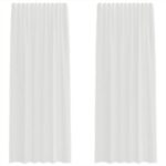 vidaXL Voálové závesy s pútkami 2 ks Biele 140x245 cm – Obrázok 2