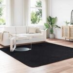 vidaXL Chlpatý koberec s vysokým vlasom čierny 240x240 cm polyester – Obrázok 3
