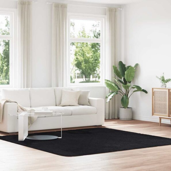 VXL8721158558725_m_en_hd_1.jpg vidaXL Chlpatý koberec s vysokým vlasom čierny 240x240 cm polyester – Obrázok 1