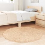 vidaXL Chlpatý koberec s vysokým vlasom béžová 100x100 cm polyester – Obrázok 3