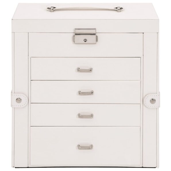 VidaXL Šperkovnica 5-vrstvová s zrkadlom uzamykateľné biela – Obrázok 5