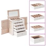 VidaXL Šperkovnica 5-vrstvová s zrkadlom uzamykateľné biela