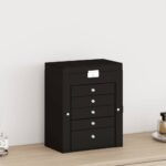 VidaXL Šperkovnica 6-vrstvová s zrkadlom uzamykateľné čierna – Obrázok 4