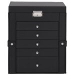 VidaXL Šperkovnica 6-vrstvová s zrkadlom uzamykateľné čierna – Obrázok 5