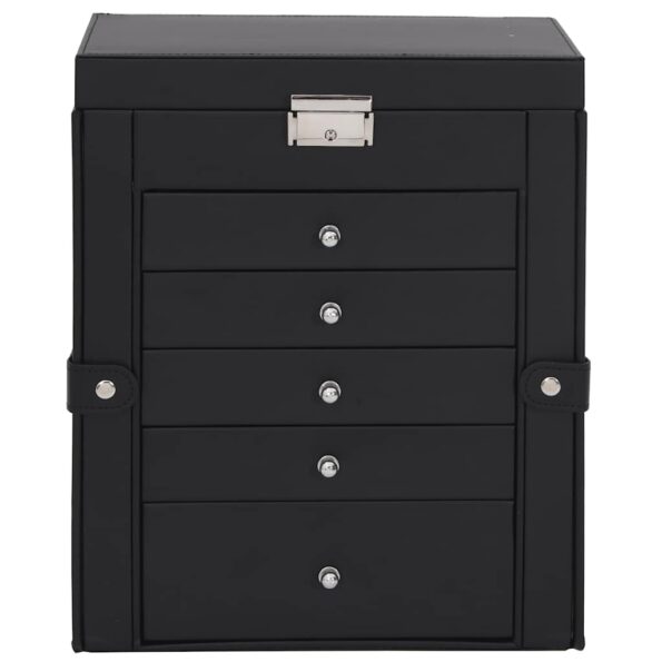 VidaXL Šperkovnica 6-vrstvová s zrkadlom uzamykateľné čierna – Obrázok 5