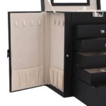 VidaXL Šperkovnica 6-vrstvová s zrkadlom uzamykateľné čierna – Obrázok 10