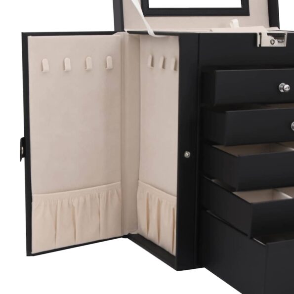 VidaXL Šperkovnica 6-vrstvová s zrkadlom uzamykateľné čierna – Obrázok 10