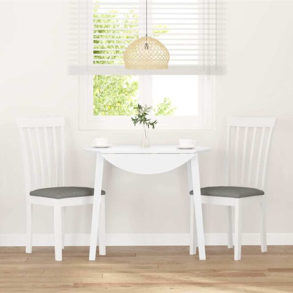 vidaXL jedálenské stoličky s vankúšmi 2 ks Biela guma masívneho dreva – Obrázok 3