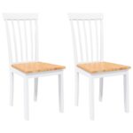 VidaXL jedálenské stoličky 2 ks Biela masívna drevená guma – Obrázok 2