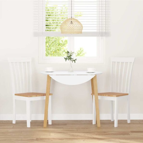 VidaXL jedálenské stoličky 2 ks Biela masívna drevená guma – Obrázok 3