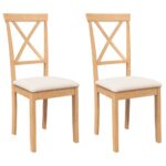 vidaXL Jedálenské stoličky s vankúšmi 2 ks Guma z masívneho dreva – Obrázok 2