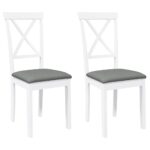 vidaXL jedálenské stoličky s vankúšmi 2 ks Biela guma masívneho dreva – Obrázok 2