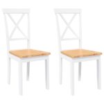 VidaXL jedálenské stoličky 2 ks Biela masívna drevená guma – Obrázok 2