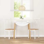 VidaXL jedálenské stoličky 2 ks Biela masívna drevená guma – Obrázok 3