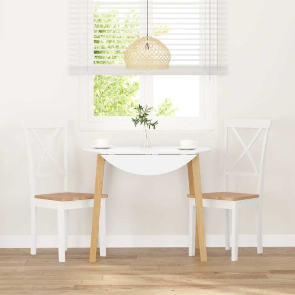 VidaXL jedálenské stoličky 2 ks Biela masívna drevená guma – Obrázok 3