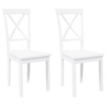 VidaXL jedálenské stoličky 2 ks Biela masívna drevená guma – Obrázok 2