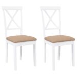 vidaXL jedálenské stoličky s vankúšmi 2 ks Biela guma masívneho dreva – Obrázok 2