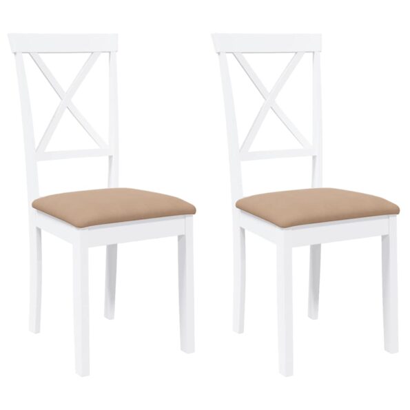 vidaXL jedálenské stoličky s vankúšmi 2 ks Biela guma masívneho dreva – Obrázok 2