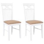vidaXL jedálenské stoličky s vankúšmi 2 ks Biela guma masívneho dreva – Obrázok 2