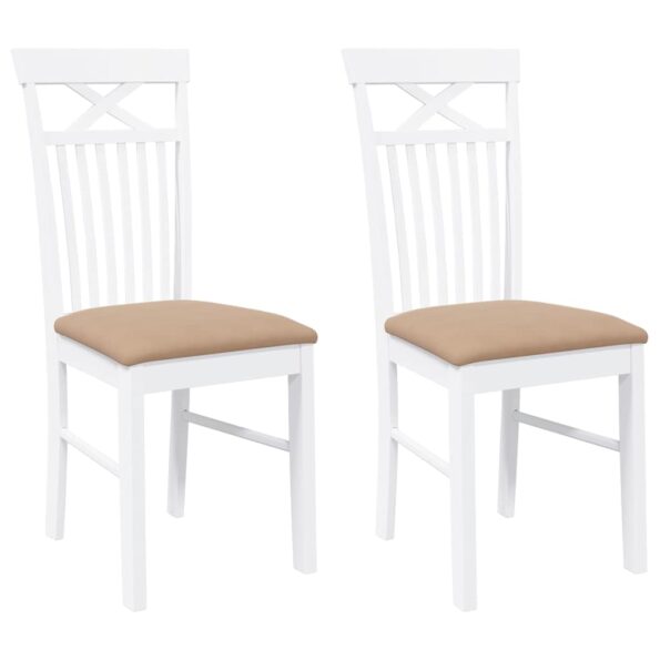 vidaXL jedálenské stoličky s vankúšmi 2 ks Biela guma masívneho dreva – Obrázok 2