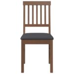 vidaXL jedálenské stoličky s vankúšmi 2 ks Hnedá guma masívneho dreva – Obrázok 5