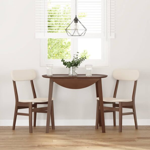 vidaXL jedálenské stoličky s vankúšmi 2 ks Hnedá guma masívneho dreva – Obrázok 3