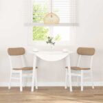 vidaXL jedálenské stoličky s vankúšmi 2 ks Biela guma masívneho dreva – Obrázok 3