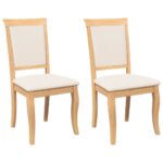 vidaXL Jedálenské stoličky s vankúšmi 2 ks Prírodná kaučuk z masívneho – Obrázok 2