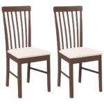 vidaXL jedálenské stoličky s vankúšmi 2 ks Hnedá guma masívneho dreva – Obrázok 2