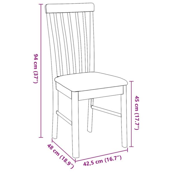 vidaXL jedálenské stoličky s vankúšmi 2 ks Hnedá guma masívneho dreva – Obrázok 11