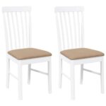 vidaXL jedálenské stoličky s vankúšmi 2 ks Biela guma masívneho dreva – Obrázok 2