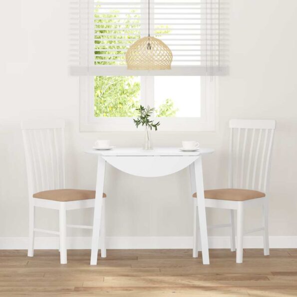 vidaXL jedálenské stoličky s vankúšmi 2 ks Biela guma masívneho dreva – Obrázok 3