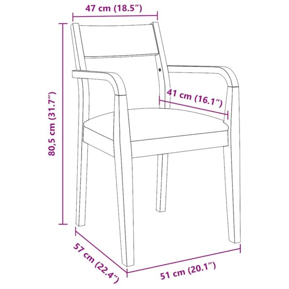 vidaXL jedálenské stoličky s vankúšmi 2 ks Hnedá guma masívneho dreva – Obrázok 11