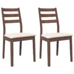 vidaXL jedálenské stoličky s vankúšmi 2 ks Hnedá guma masívneho dreva – Obrázok 2