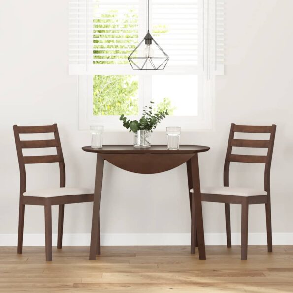 vidaXL jedálenské stoličky s vankúšmi 2 ks Hnedá guma masívneho dreva – Obrázok 3