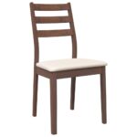 vidaXL jedálenské stoličky s vankúšmi 2 ks Hnedá guma masívneho dreva – Obrázok 4