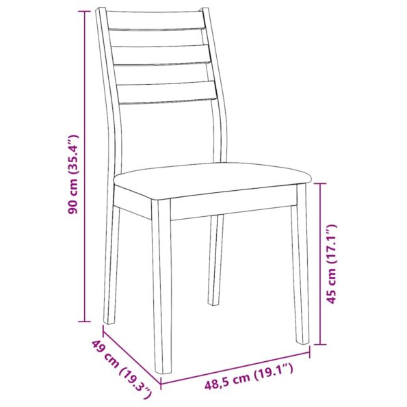 vidaXL jedálenské stoličky s vankúšmi 2 ks Hnedá guma masívneho dreva – Obrázok 11