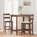 VidaXL Barové stoličky s vankúšmi 2 ks Hnedá guma z masívneho dreva – Obrázok 3