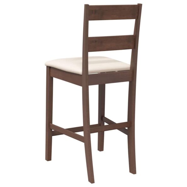 VidaXL Barové stoličky s vankúšmi 2 ks Hnedá guma z masívneho dreva – Obrázok 7