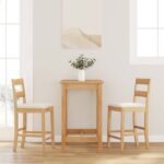 VidaXL Barové stoličky s vankúšikmi 2 ks Prírodná kaučuk z masívneho