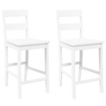 vidaXL barové stoličky 2 ks Biela masívna drevená guma – Obrázok 2