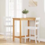 vidaXL barové stoličky 2 ks Biela masívna drevená guma – Obrázok 3