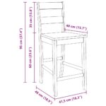 vidaXL barové stoličky 2 ks Biela masívna drevená guma – Obrázok 10