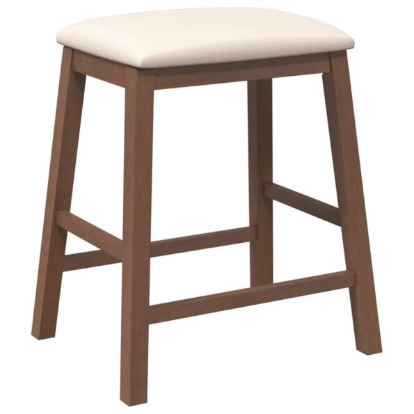 vidaXL Barové stoličky s vankúšmi 2 ks Hnedá guma z masívneho dreva – Obrázok 4