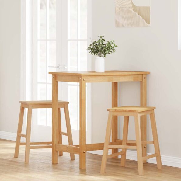 vidaXL barové stoličky 2 ks Guma z masívneho dreva – Obrázok 3