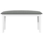 vidaXL Lavica 90 cm Biela masívna drevená guma – Obrázok 4