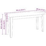 vidaXL Lavica 90 cm Biela masívna drevená guma – Obrázok 10